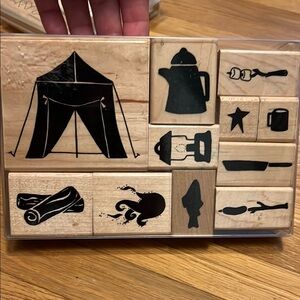 Camping Out Themed Wooden Stamps Set